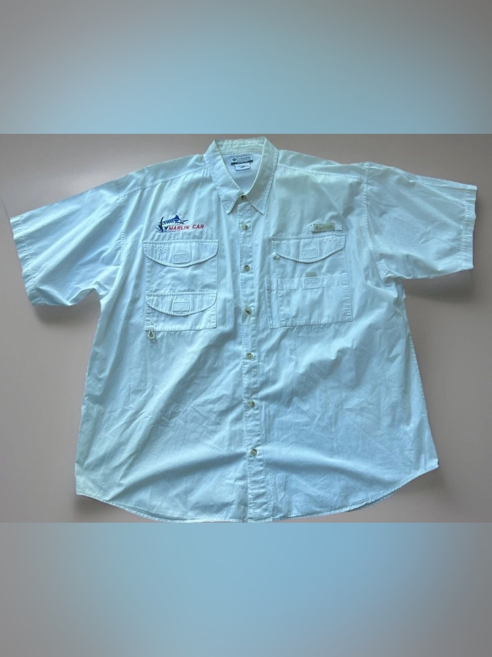 Columbia PFG Fishing Shirt Mens Size XXL White Omni Shade Vented Short Sleeve